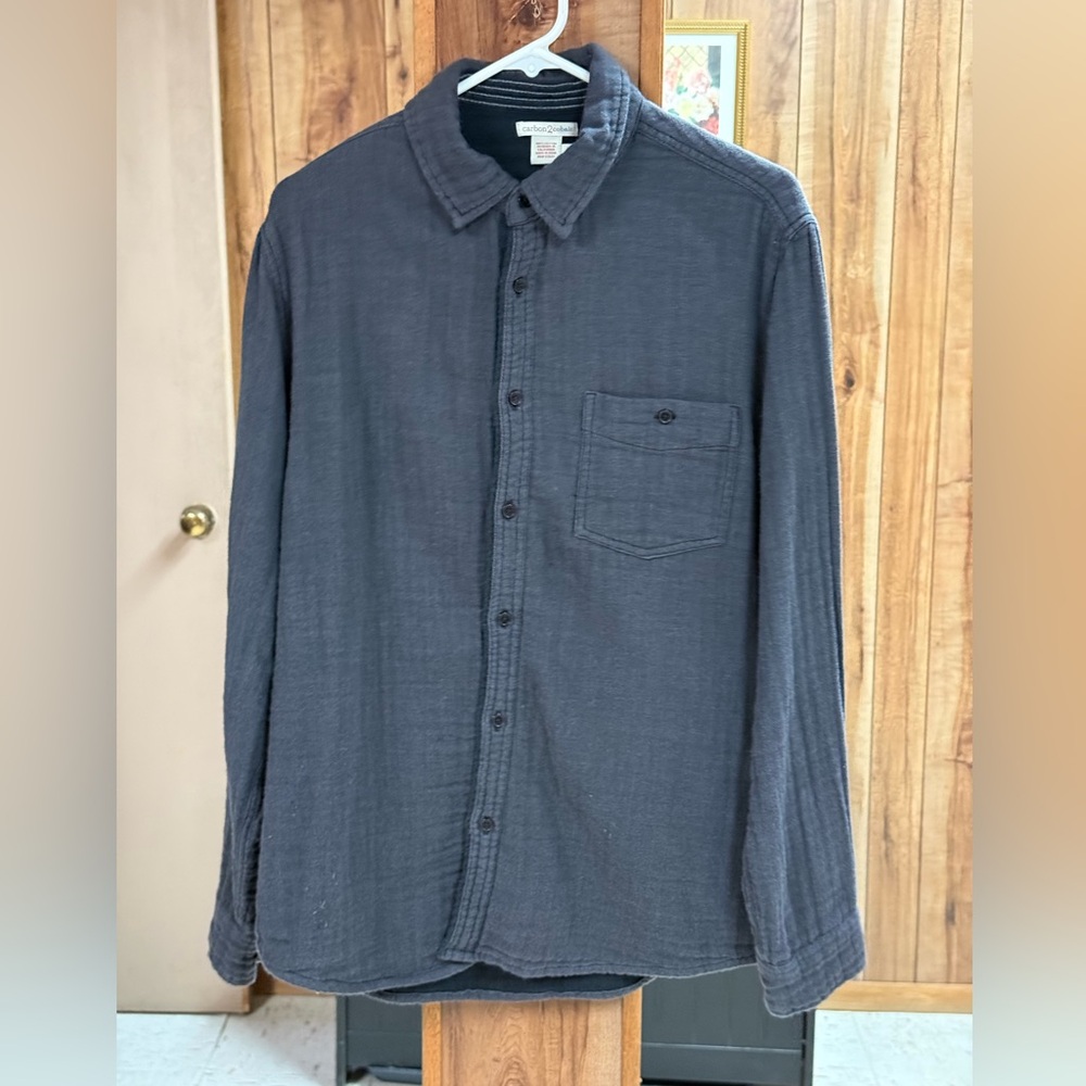 Carbon2Cobalt Men's Dark Gray Medium Gauze Button-Up Shirt.